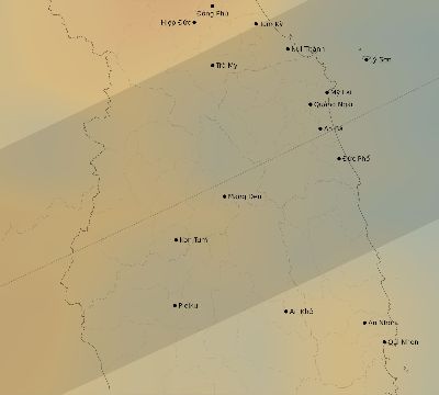 Map of the average cloud coverage across Vietnam for the solar eclipse of 04/11/2070