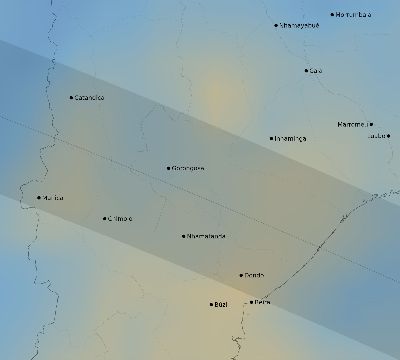 Map of the average cloud coverage across Mozambique for the solar eclipse of 10/04/2070