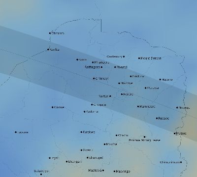 Map of the average cloud coverage across Zimbabwe for the solar eclipse of 10/04/2070
