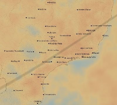 Map of the average cloud coverage across Brazil for the solar eclipse of 03/31/2071