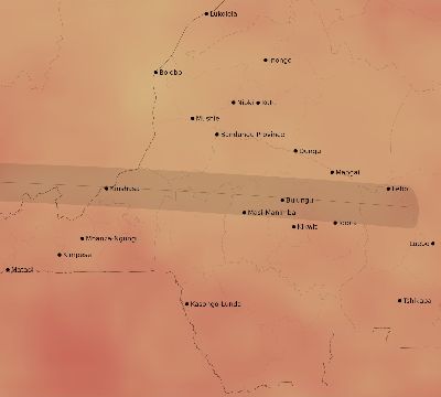 Map of the average cloud coverage across DR Congo for the solar eclipse of 03/31/2071