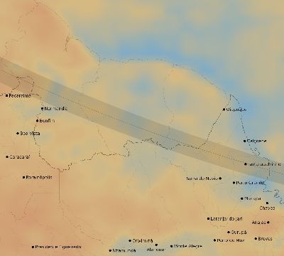 Map of the average cloud coverage across Brazil for the solar eclipse of 09/23/2071
