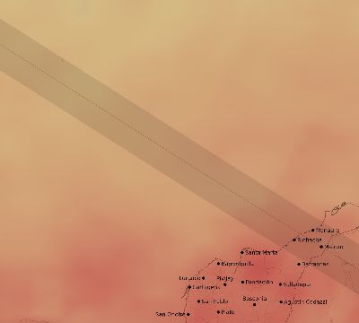 Map of the average cloud coverage across Colombia for the solar eclipse of 09/23/2071