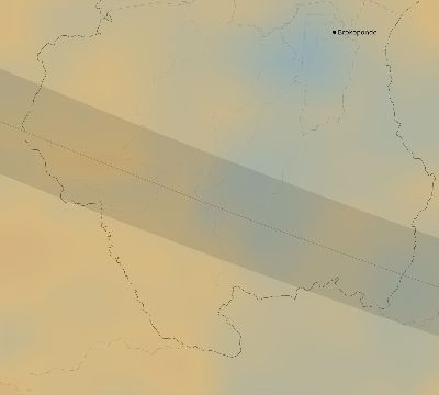 Map of the average cloud coverage across Suriname for the solar eclipse of 09/23/2071