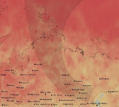 Map of the average cloud coverage across Russia for the solar eclipse of 09/12/2072