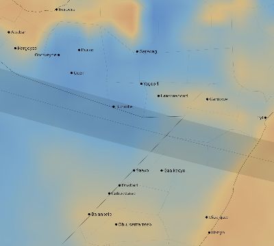Map of the average cloud coverage across Somalia for the solar eclipse of 01/27/2074