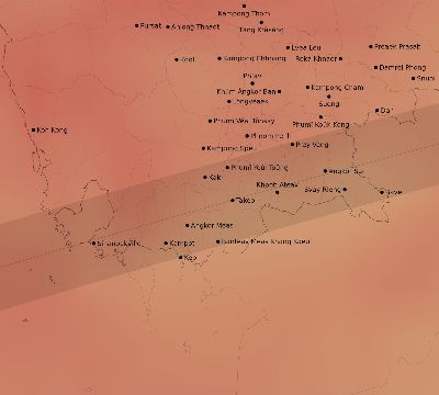 Map of the average cloud coverage across Cambodia for the solar eclipse of 07/24/2074