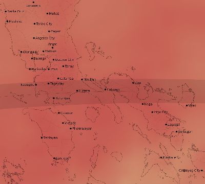 Map of the average cloud coverage across Philippines for the solar eclipse of 07/24/2074