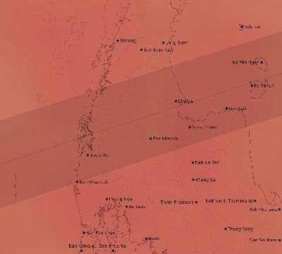 Map of the average cloud coverage across Thailand for the solar eclipse of 07/24/2074