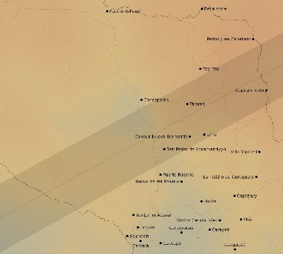 Map of the average cloud coverage across Paraguay for the solar eclipse of 01/16/2075