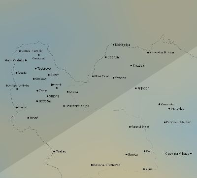 Map of the average cloud coverage across Bosnia and Herzegovina for the solar eclipse of 07/13/2075