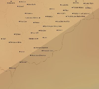 Map of the average cloud coverage across Czechia for the solar eclipse of 07/13/2075