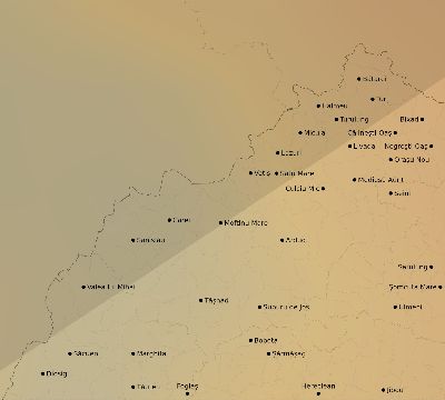 Map of the average cloud coverage across Romania for the solar eclipse of 07/13/2075