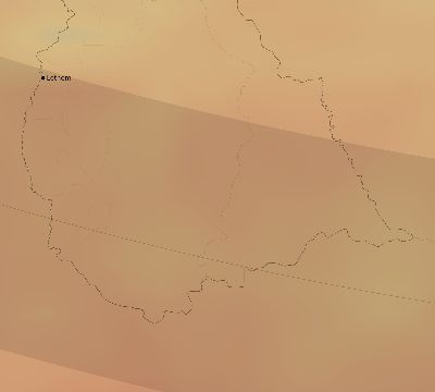 Map of the average cloud coverage across Guyana for the solar eclipse of 11/15/2077