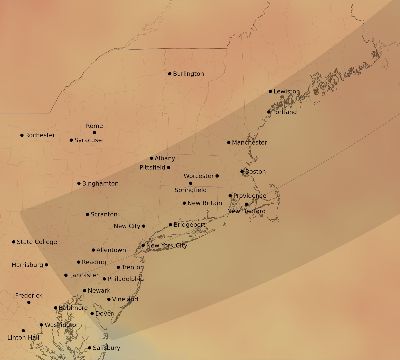 Map of the average cloud coverage across United States for the solar eclipse of 05/01/2079