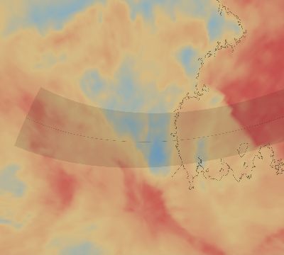 Map of the average cloud coverage across Antarctica for the solar eclipse of 10/24/2079