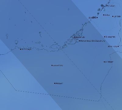Map of the average cloud coverage across United Arab Emirates for the solar eclipse of 09/03/2081