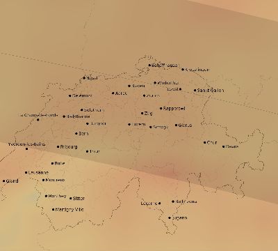 Map of the average cloud coverage across Switzerland for the solar eclipse of 09/03/2081