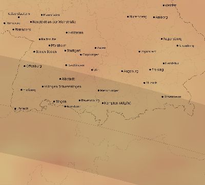 Map of the average cloud coverage across Germany for the solar eclipse of 09/03/2081