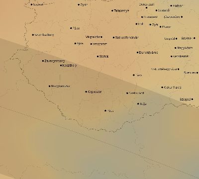 Map of the average cloud coverage across Hungary for the solar eclipse of 09/03/2081