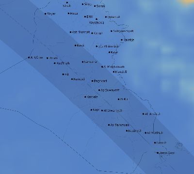 Map of the average cloud coverage across Iraq for the solar eclipse of 09/03/2081
