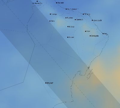 Map of the average cloud coverage across Oman for the solar eclipse of 09/03/2081