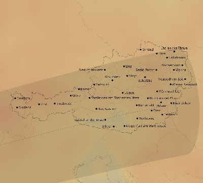 Map of the average cloud coverage across Austria for the solar eclipse of 02/27/2082