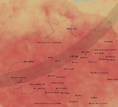 Map of the average cloud coverage across Brazil for the solar eclipse of 02/27/2082