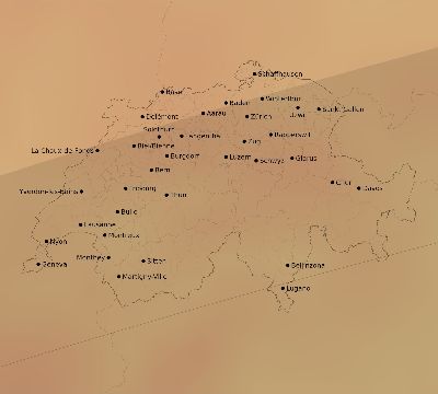 Map of the average cloud coverage across Switzerland for the solar eclipse of 02/27/2082