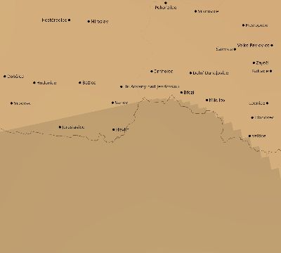 Map of the average cloud coverage across Czechia for the solar eclipse of 02/27/2082