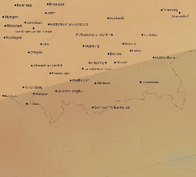 Map of the average cloud coverage across Germany for the solar eclipse of 02/27/2082