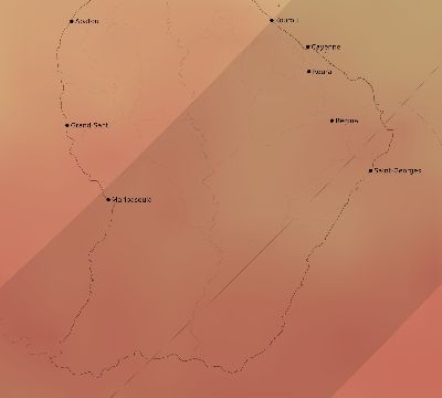 Map of the average cloud coverage across French Guiana for the solar eclipse of 02/27/2082