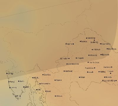 Map of the average cloud coverage across Croatia for the solar eclipse of 02/27/2082