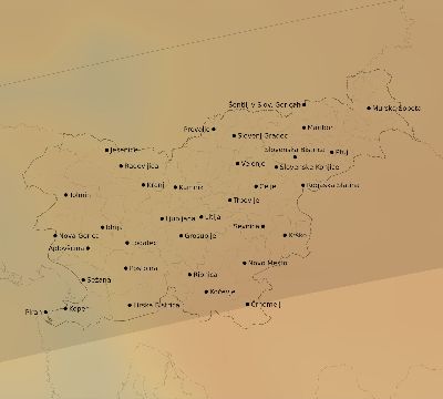 Map of the average cloud coverage across Slovenia for the solar eclipse of 02/27/2082