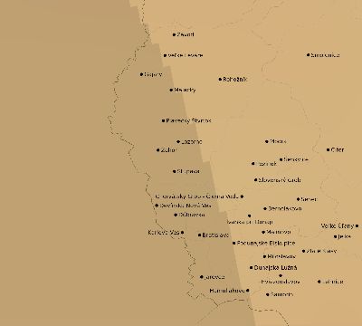 Map of the average cloud coverage across Slovakia for the solar eclipse of 02/27/2082