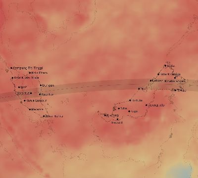 Map of the average cloud coverage across Malaysia for the solar eclipse of 08/24/2082