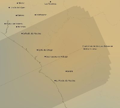 Map of the average cloud coverage across Mexico for the solar eclipse of 12/16/2085