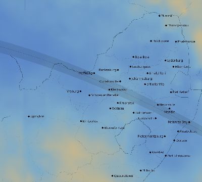 Map of the average cloud coverage across South Africa for the solar eclipse of 06/11/2086