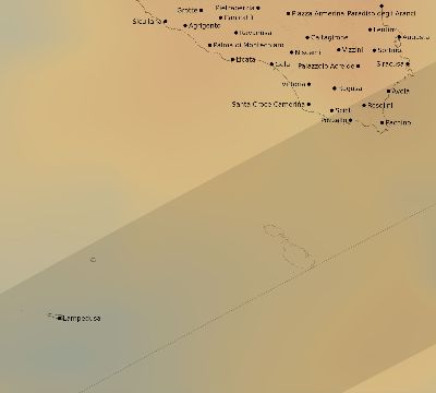 Map of the average cloud coverage across Italy for the solar eclipse of 04/21/2088