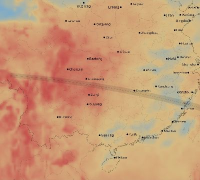 Map of the average cloud coverage across China for the solar eclipse of 10/04/2089