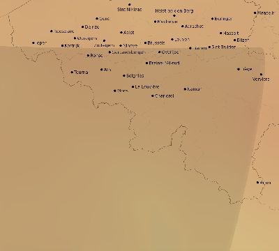 Map of the average cloud coverage across Belgium for the solar eclipse of 09/23/2090