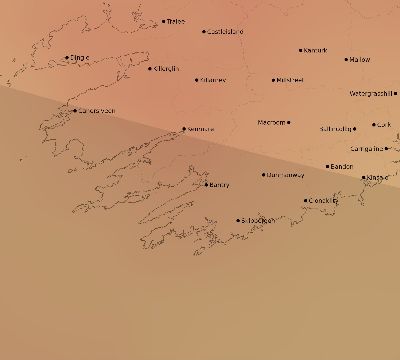 Map of the average cloud coverage across Ireland for the solar eclipse of 09/23/2090