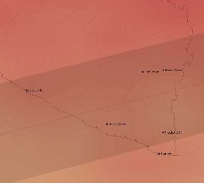Map of the average cloud coverage across Liberia for the solar eclipse of 08/03/2092