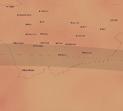 Map of the average cloud coverage across Chad for the solar eclipse of 08/03/2092