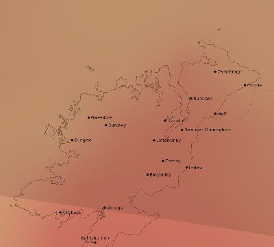 Map of the average cloud coverage across Ireland for the solar eclipse of 07/23/2093