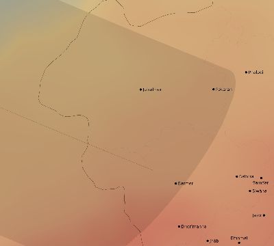 Map of the average cloud coverage across India for the solar eclipse of 07/23/2093