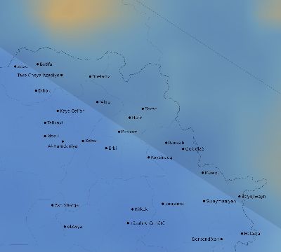 Map of the average cloud coverage across Iraq for the solar eclipse of 07/23/2093