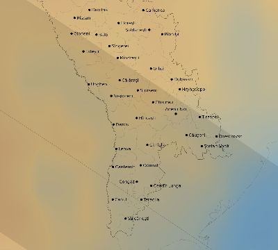 Map of the average cloud coverage across Moldova for the solar eclipse of 07/23/2093