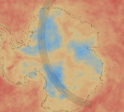Map of the average cloud coverage across Antarctica for the solar eclipse of 01/16/2094