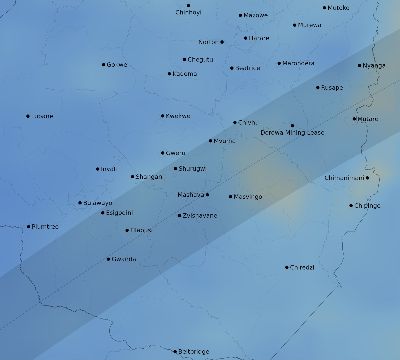 Map of the average cloud coverage across Zimbabwe for the solar eclipse of 06/02/2095